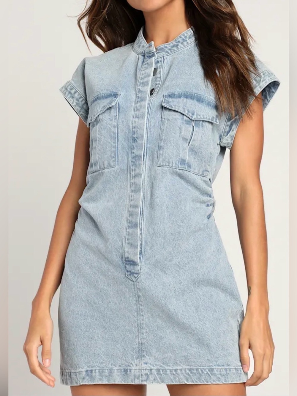 Lulus On This Sweet Day denim mini dress, XS